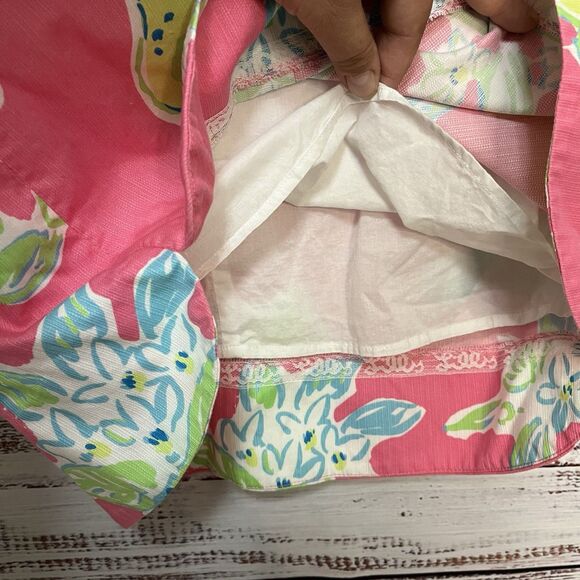 Lilly Pulitzer Delia Hotty Pink Lemonade Lace Textured Cotton Shift Dress Size 2 - Picture 5 of 8